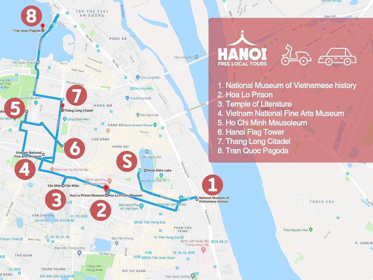 hanoi barrio francés paseo a pé mapa