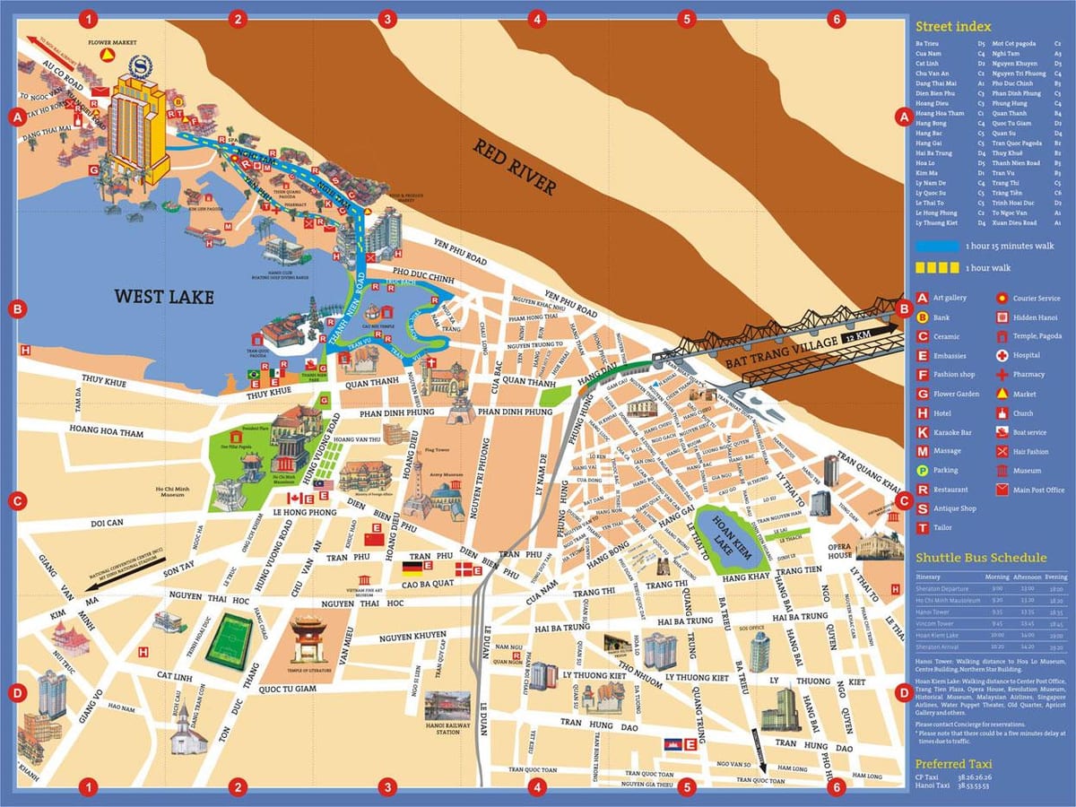 hanoi atraccións turísticas mapa