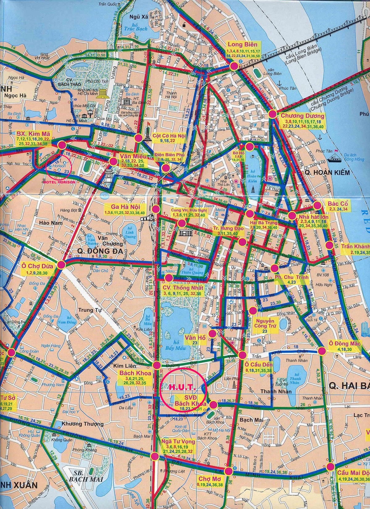 Mapa de hanoi autobús 17 ruta