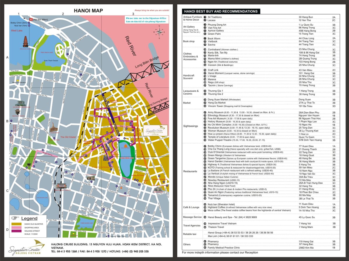 hanoi old trimestre paseo a pé mapa