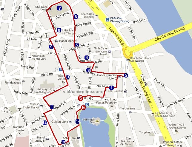 hanoi lugares de interese mapa