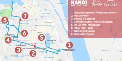 Hanoi barrio francés paseo a pé mapa