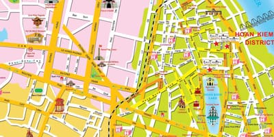 Hanoi old trimestre mapa turístico